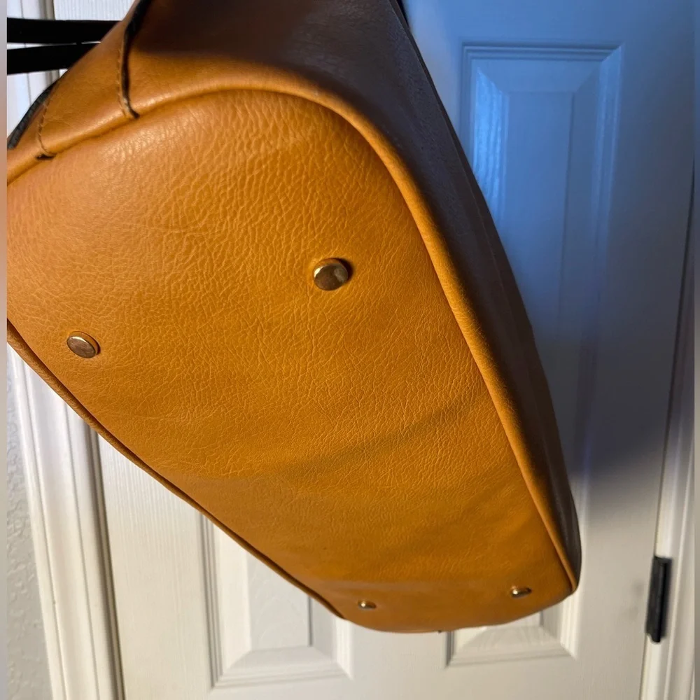 Sole Society Miller Over Vegan Tote Cognac Vegan Leather Tote